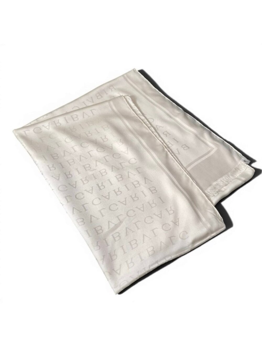 Bvlgari Logo Silk Scarf Fringe Ivory